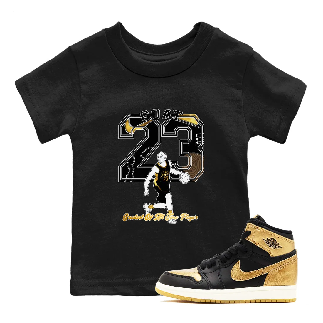Metallic Player Kids Black Air 1 Low-priced Sneaker Jordan Gold - Goat Tees SNRT Refined