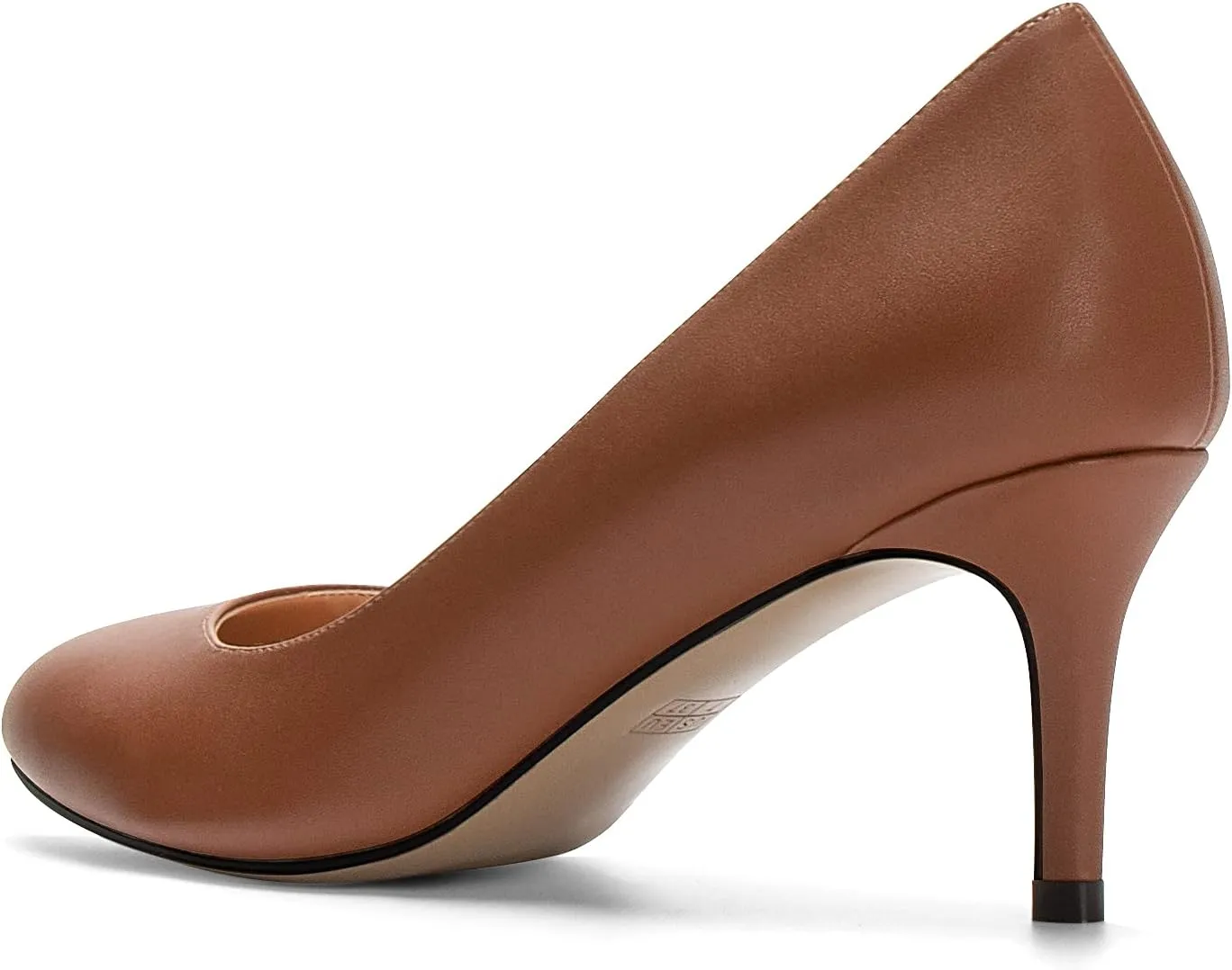 Mettesally Women's Kitten Heel Pumps Round Close Toe Mid Heels Slip On Heeled Classic Dress Daily Shoes