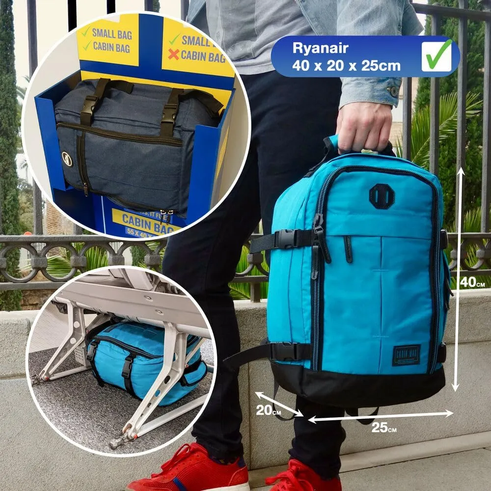 Metz Stowaway 20L Travel Bag 16x10x8inch (40x25x20cm) - Mini Backpack/Weekender Bag Ideal Underseat Carry on Luggage (Navajo Blue)