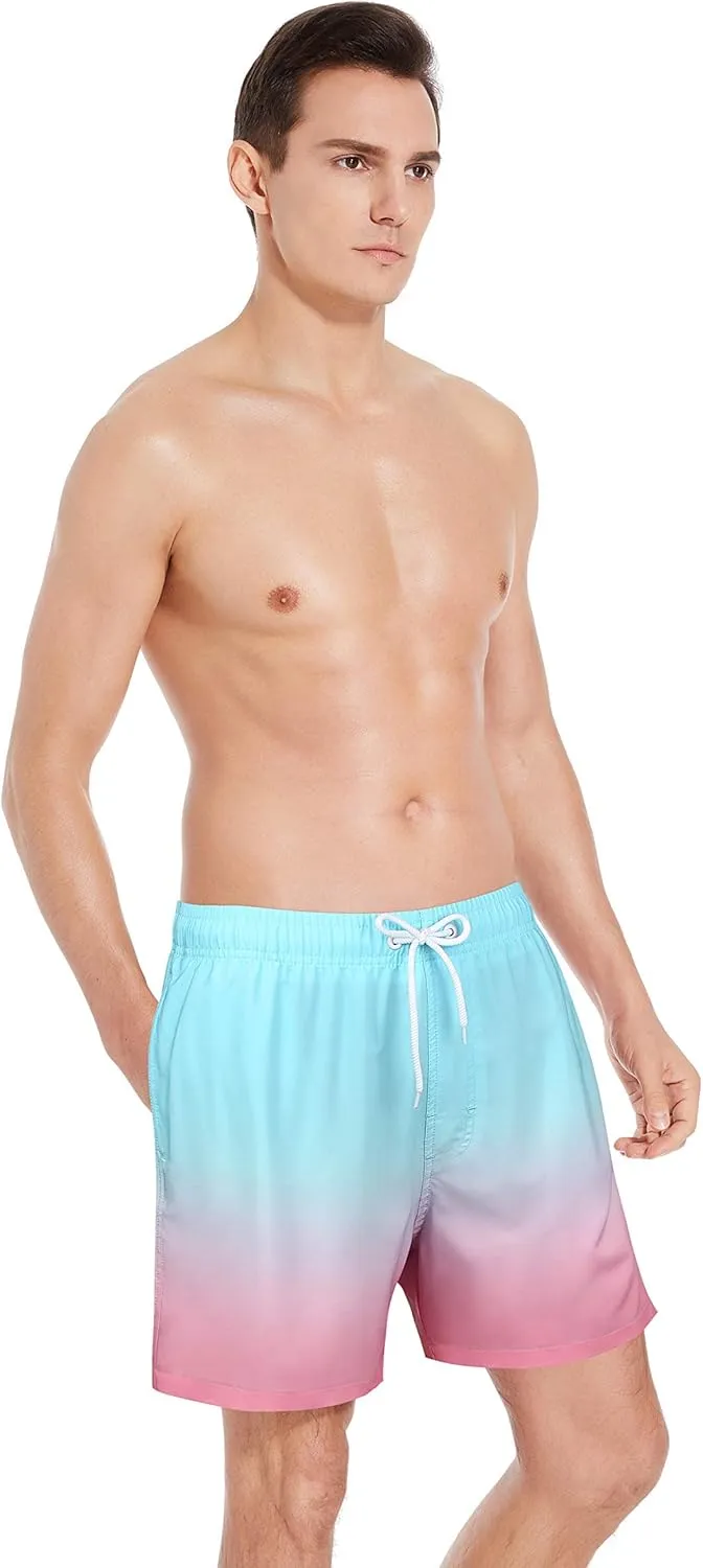 MILANKERR 5.5 inch Mens Swim Trunks with Compression Liner,Mens Bathing Suit Quick Dry Stretch Swimming Trunks