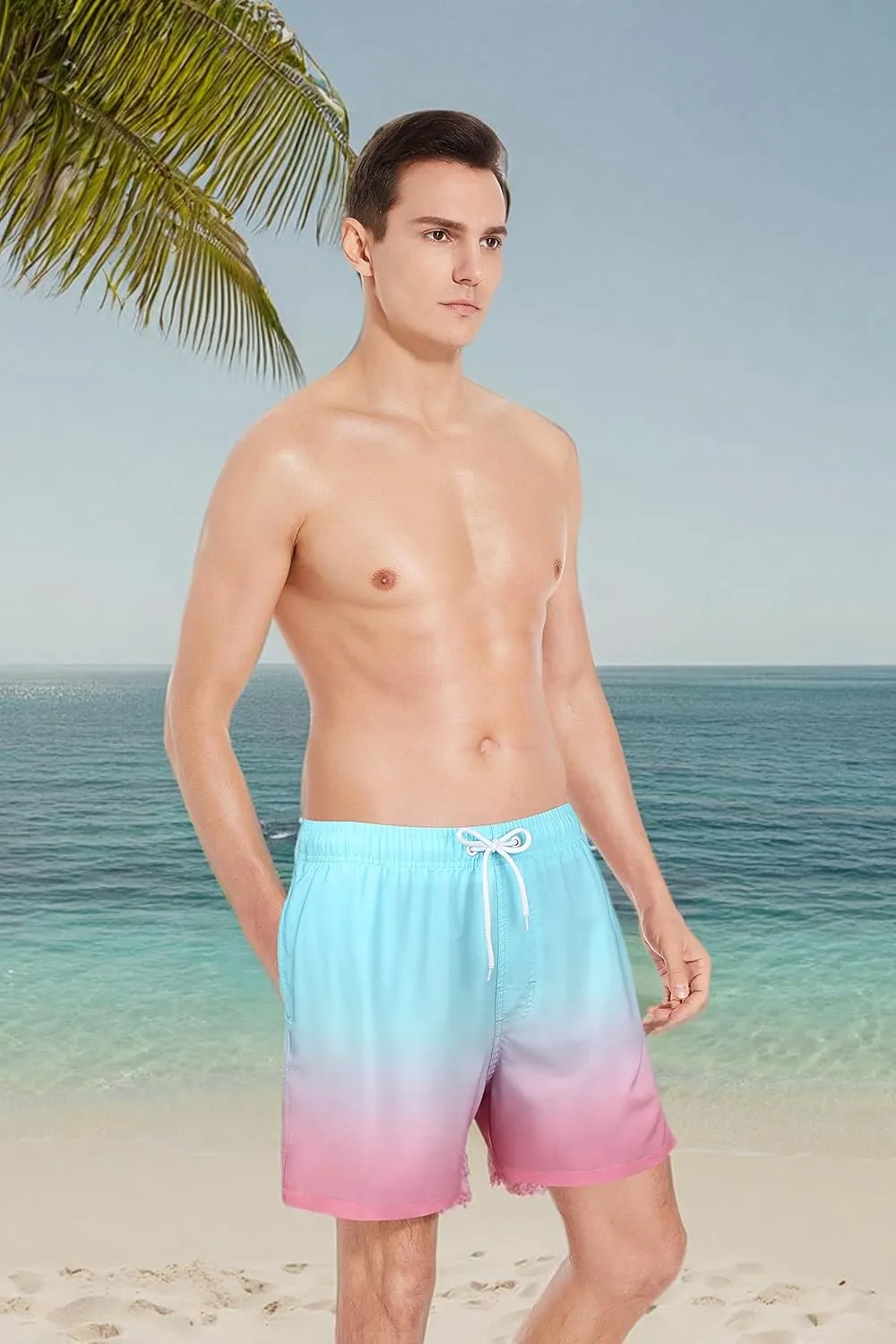 MILANKERR 5.5 inch Mens Swim Trunks with Compression Liner,Mens Bathing Suit Quick Dry Stretch Swimming Trunks