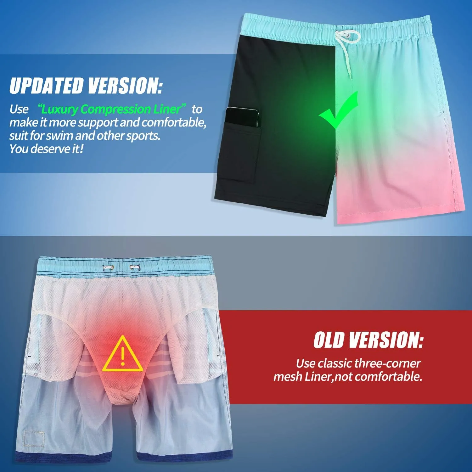 MILANKERR 5.5 inch Mens Swim Trunks with Compression Liner,Mens Bathing Suit Quick Dry Stretch Swimming Trunks
