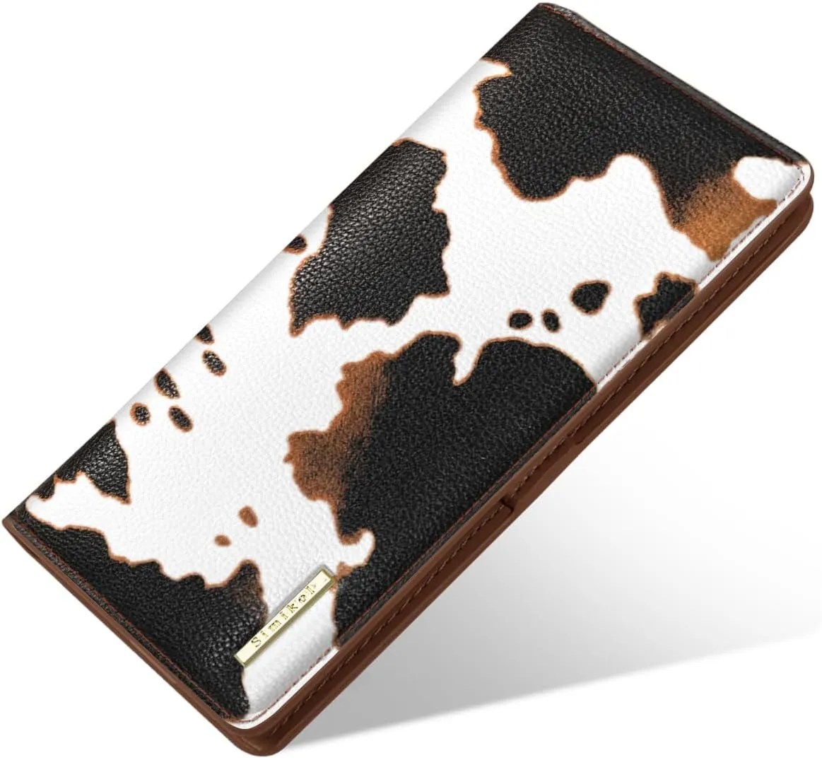 Minimalist Bifold Wallet RFID Blocking Slim Cute Credit Card Holder Compact Leather Wallet Ladies Purse for Handbag, Brown Cow