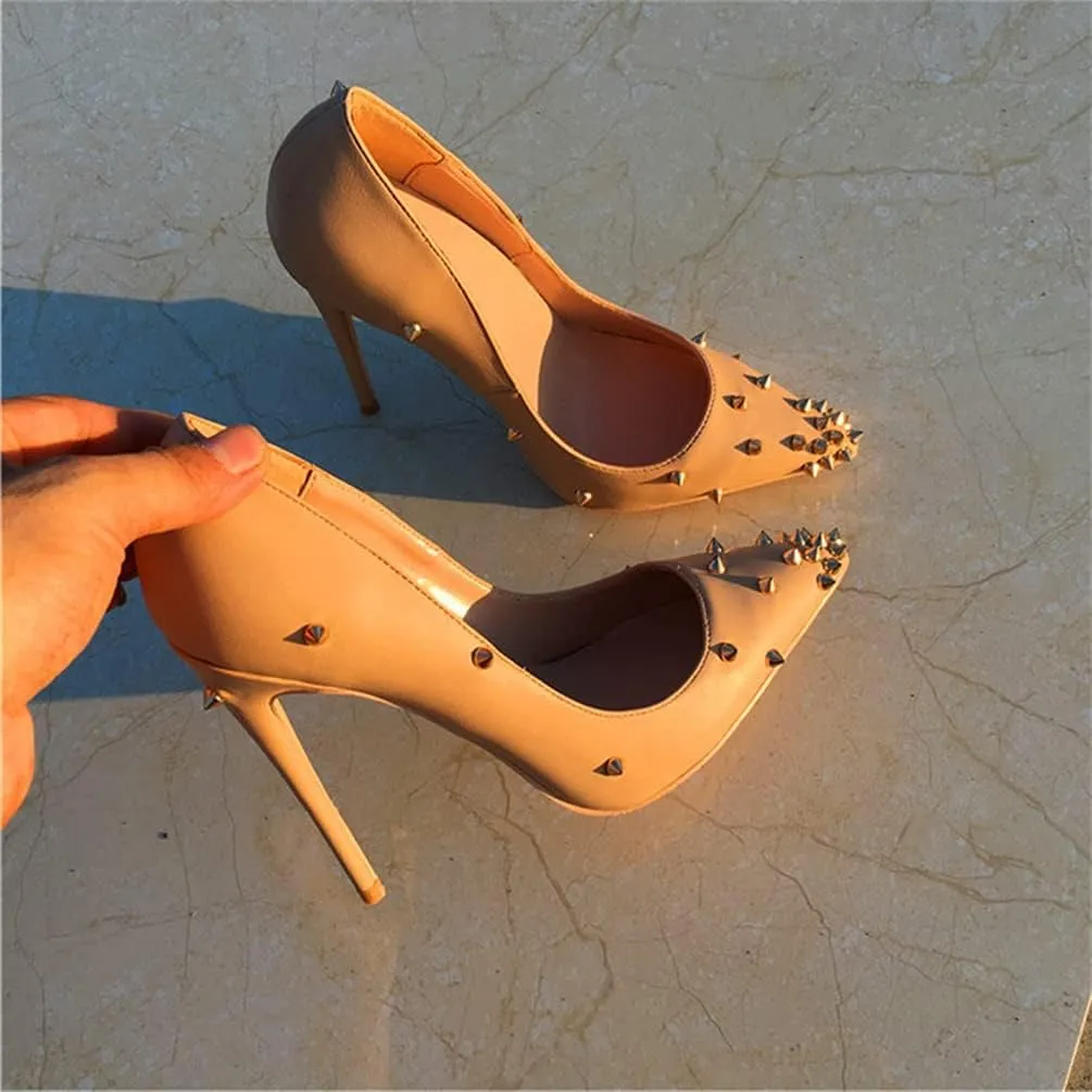 Minishion Women Sexy Heels Pumps Studded Rivet Party Wedding Shoes