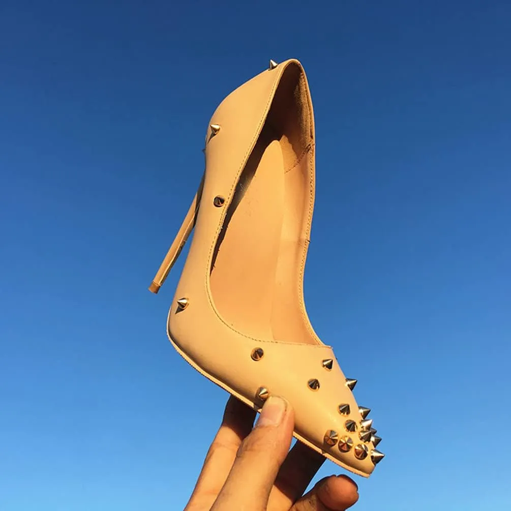 Minishion Women Sexy Heels Pumps Studded Rivet Party Wedding Shoes