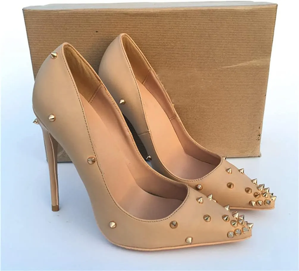 Minishion Women Sexy Heels Pumps Studded Rivet Party Wedding Shoes