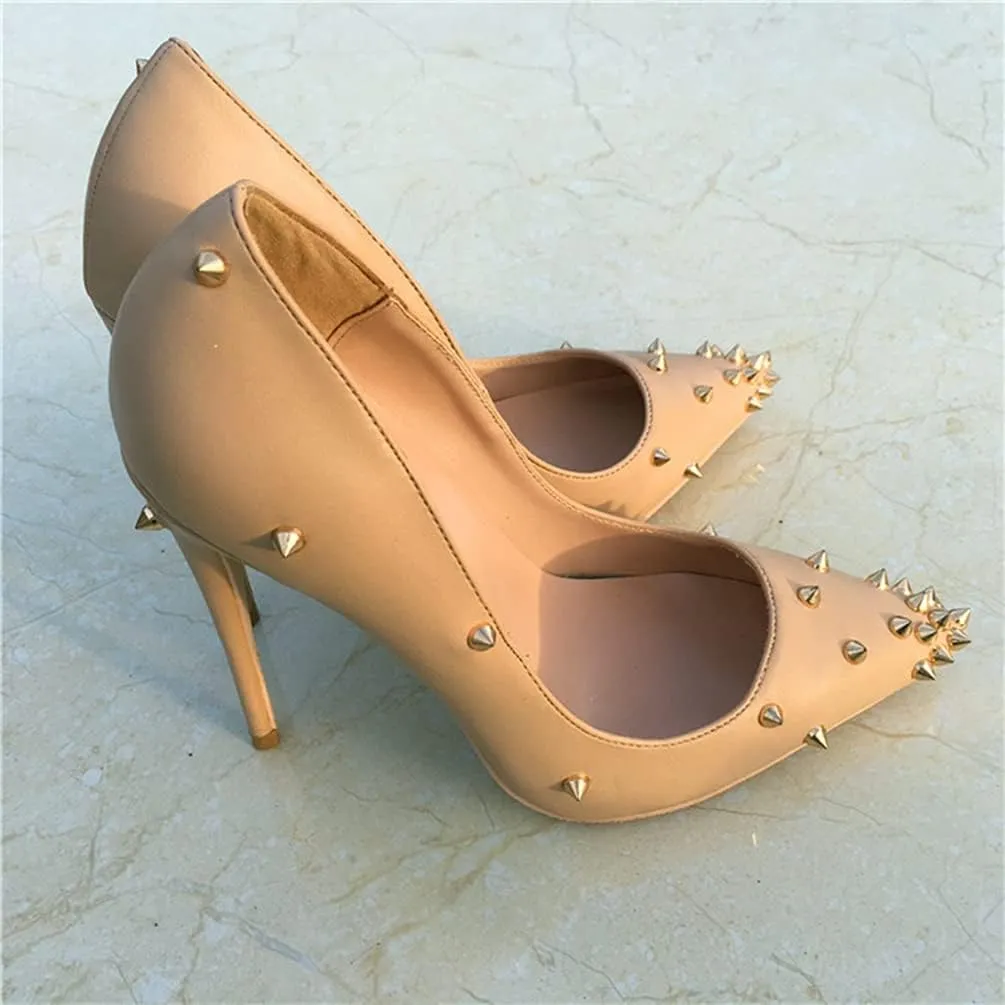 Minishion Women Sexy Heels Pumps Studded Rivet Party Wedding Shoes