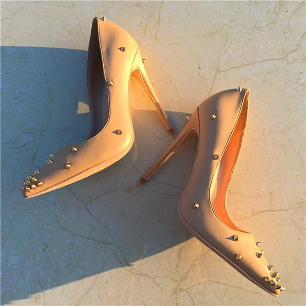 Minishion Women Sexy Heels Pumps Studded Rivet Party Wedding Shoes