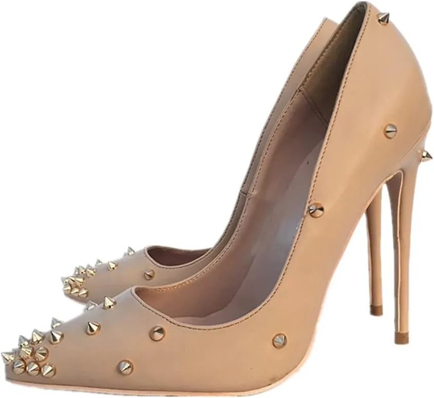 Minishion Women Sexy Heels Pumps Studded Rivet Party Wedding Shoes