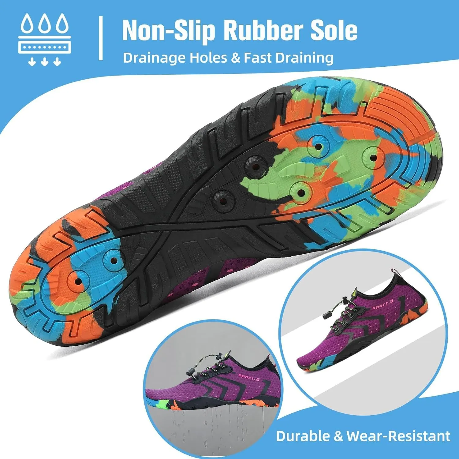 Mishansha Water Shoes for Women Men Barefoot Beach Shoe Quick Dry Aqua Swim Socks for Surfing Yoga Size 4.5-15 Women/3-13.5 Men