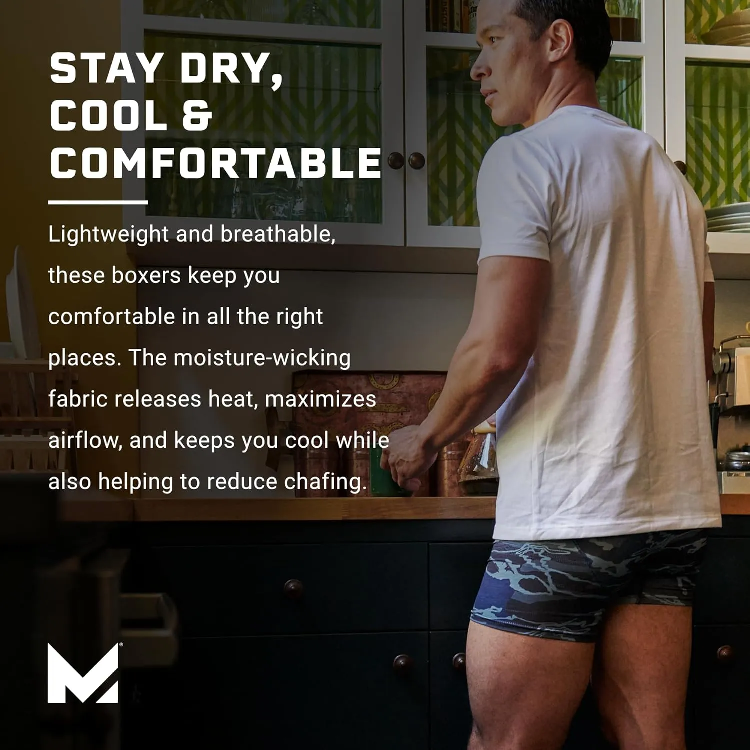 MISSION 5" Performance Jersey Boxer Briefs, Small - 2 Pack - Anti-Roll Waistband - Soft, Moisture-Wicking Fabric