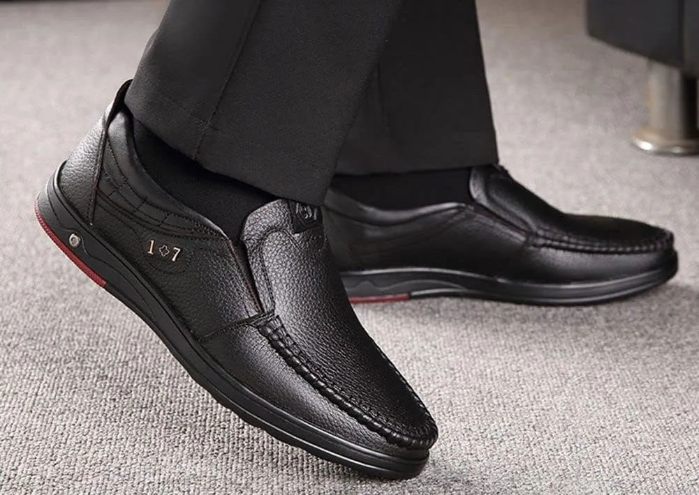 mitvr Mens Casual Leather Shoes Business Slip-on Shoes Comfort Fashion Driving Shoes for Male