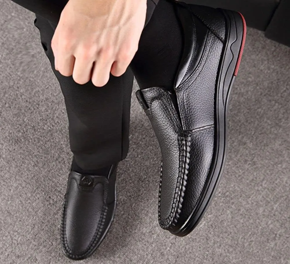 mitvr Mens Casual Leather Shoes Business Slip-on Shoes Comfort Fashion Driving Shoes for Male