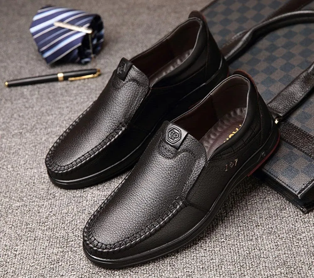 mitvr Mens Casual Leather Shoes Business Slip-on Shoes Comfort Fashion Driving Shoes for Male
