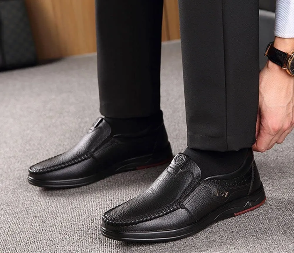 mitvr Mens Casual Leather Shoes Business Slip-on Shoes Comfort Fashion Driving Shoes for Male