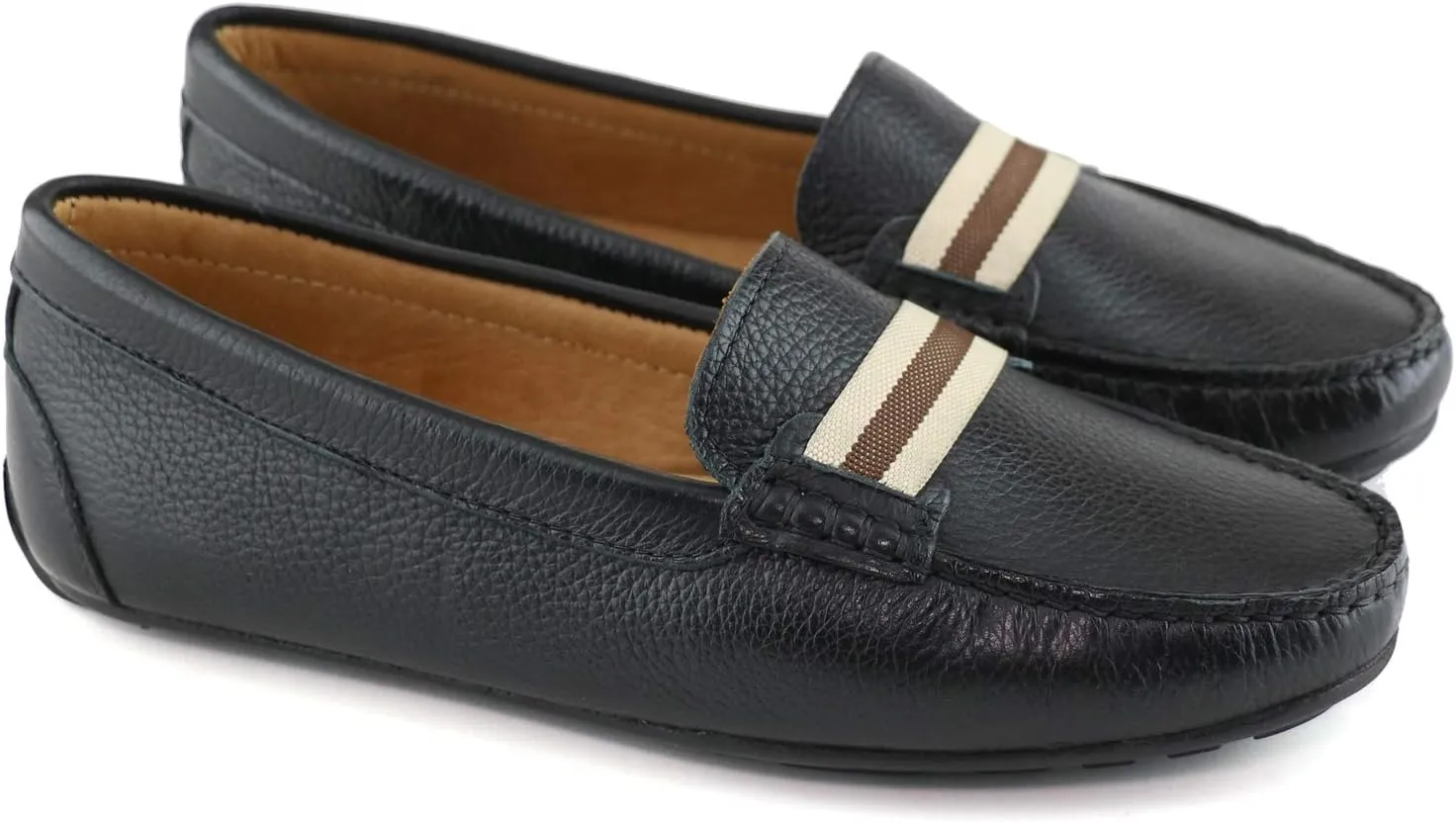 MJNY Womens Casual Comfortable Genuine Leather Lightweight Driving Moccasins Classic Fashion Webstrap Slip On Ladies Driving Loafer Flat Shoes