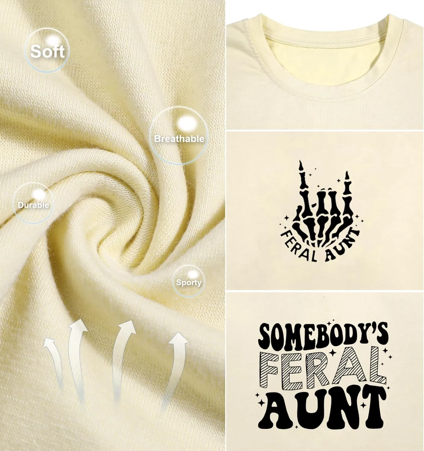 MOUSYA Somebody's Feral Aunt T-Shirt Retro Groovy Cool Aunts Club Shirt Funny Auntie Shirt Women Auntie Gifts Tee