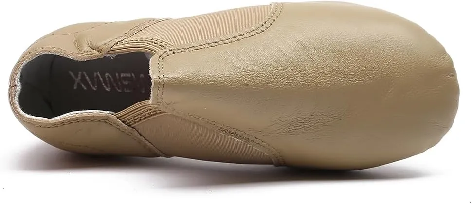 MSMAX Child Slip on Jazz Shoes Leather Dancing Performance Flats
