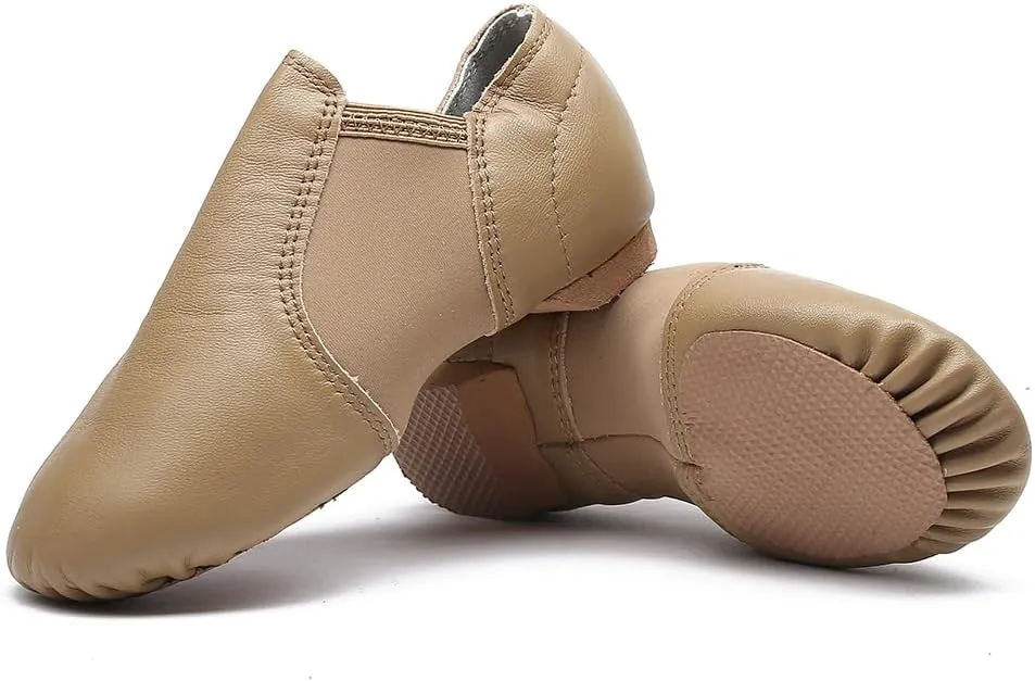 MSMAX Child Slip on Jazz Shoes Leather Dancing Performance Flats