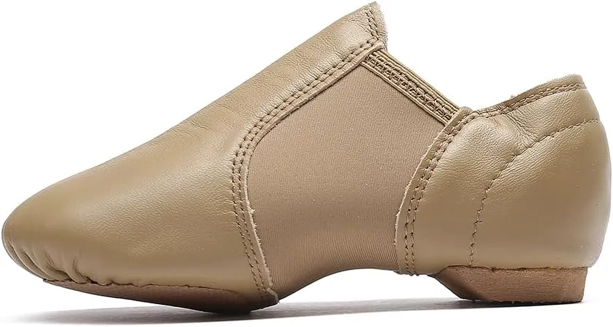 MSMAX Child Slip on Jazz Shoes Leather Dancing Performance Flats