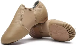 MSMAX Child Slip on Jazz Shoes Leather Dancing Performance Flats