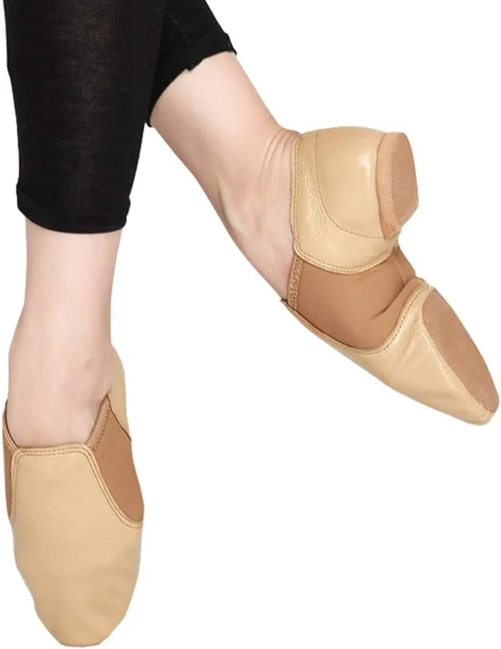MSMAX Child Slip on Jazz Shoes Leather Dancing Performance Flats