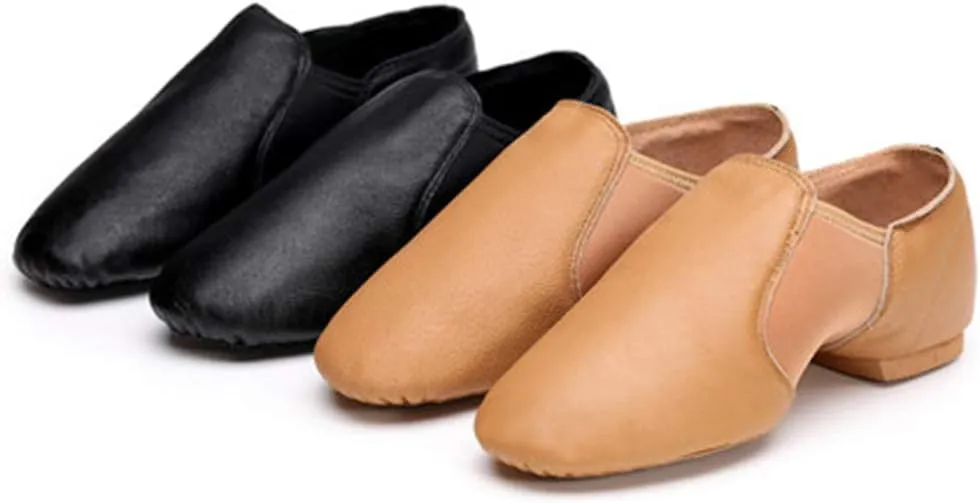 MSMAX Child Slip on Jazz Shoes Leather Dancing Performance Flats
