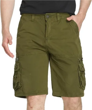Muscularfit Mens Cotton Shorts Flat-Front Cotton Multi Pockets Cargo Short Solid Buckle Zipper Fashion Utility Tooling Shorts