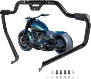 Mustache Highway Engine Guard Crash Bar for Harley Softail Fat Boy FLFB, Heritage Classic FLHC, Street Bob FXBB, Breakout FXBR, Fat Bob FXFB, Low Rider FXLR 2018-2023, Gloss Black