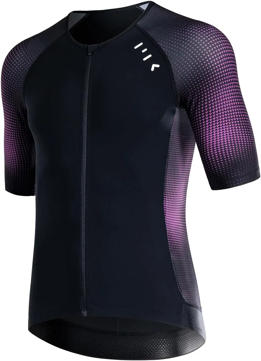 MY KILOMETRE Men's Triathlon Top Full Zip Short Sleeve Tri Shirt, Quick-Dry, UPF 50  Protection with Reflective Back Pockets