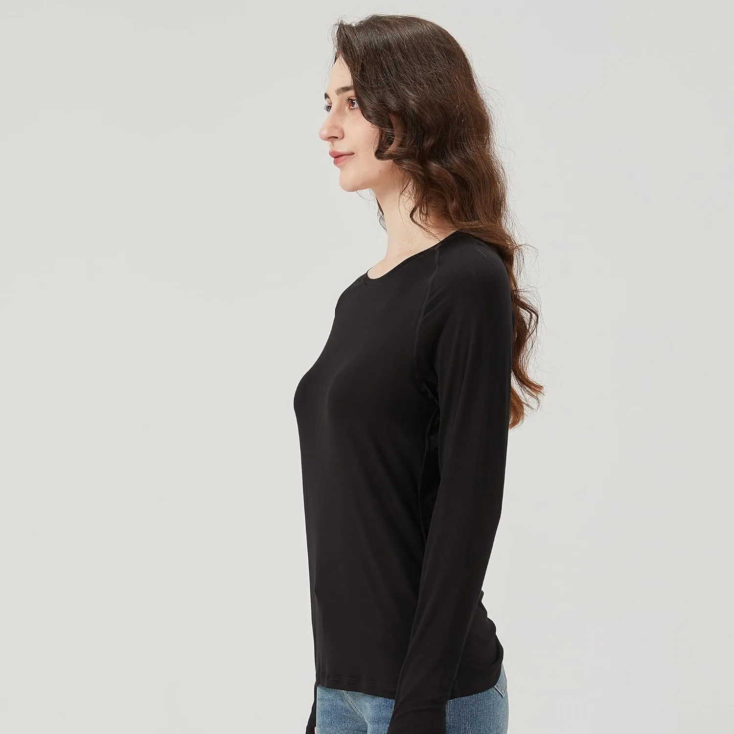 netdraw Women's Ultra Soft Bamboo Viscose Workout T-Shirt Long Sleeve Cooling Lighweight Tops with Thumbholes