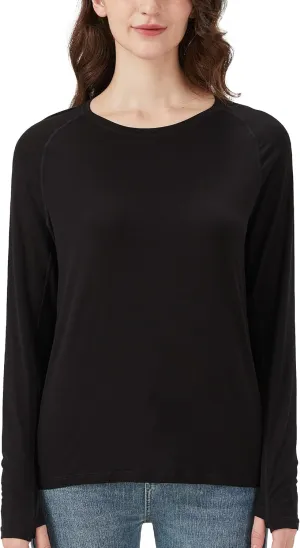 netdraw Women's Ultra Soft Bamboo Viscose Workout T-Shirt Long Sleeve Cooling Lighweight Tops with Thumbholes