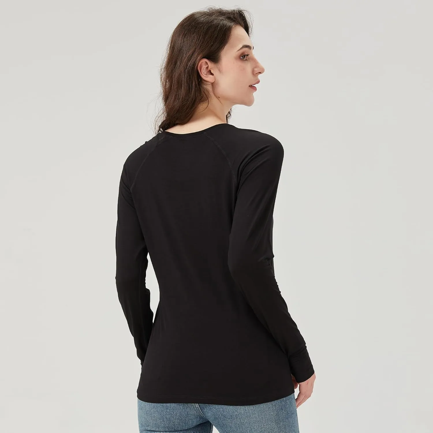 netdraw Women's Ultra Soft Bamboo Viscose Workout T-Shirt Long Sleeve Cooling Lighweight Tops with Thumbholes
