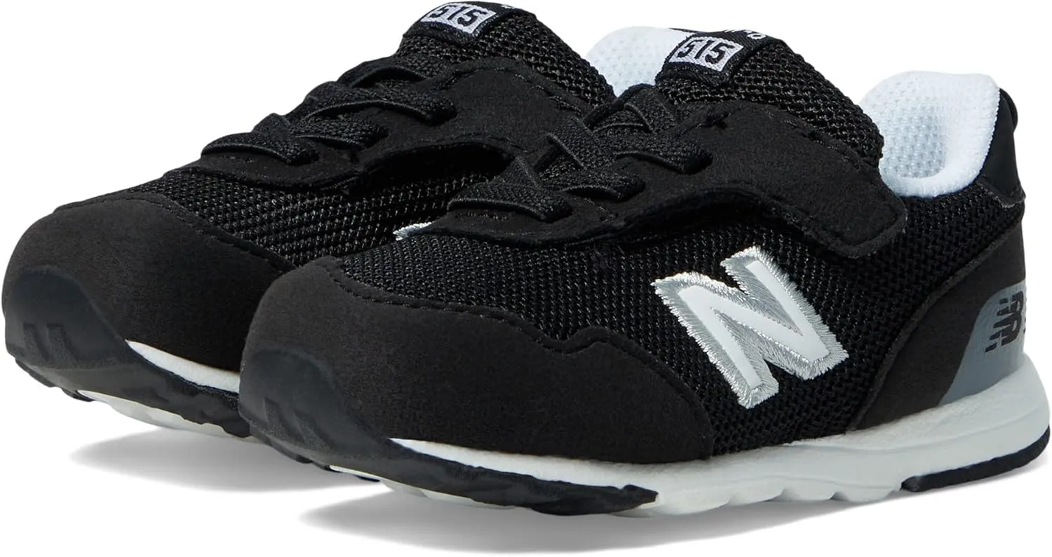 New Balance Kid's 515 V1 New-b Hook and Loop Sneaker, Black/White, 2 Wide Infant