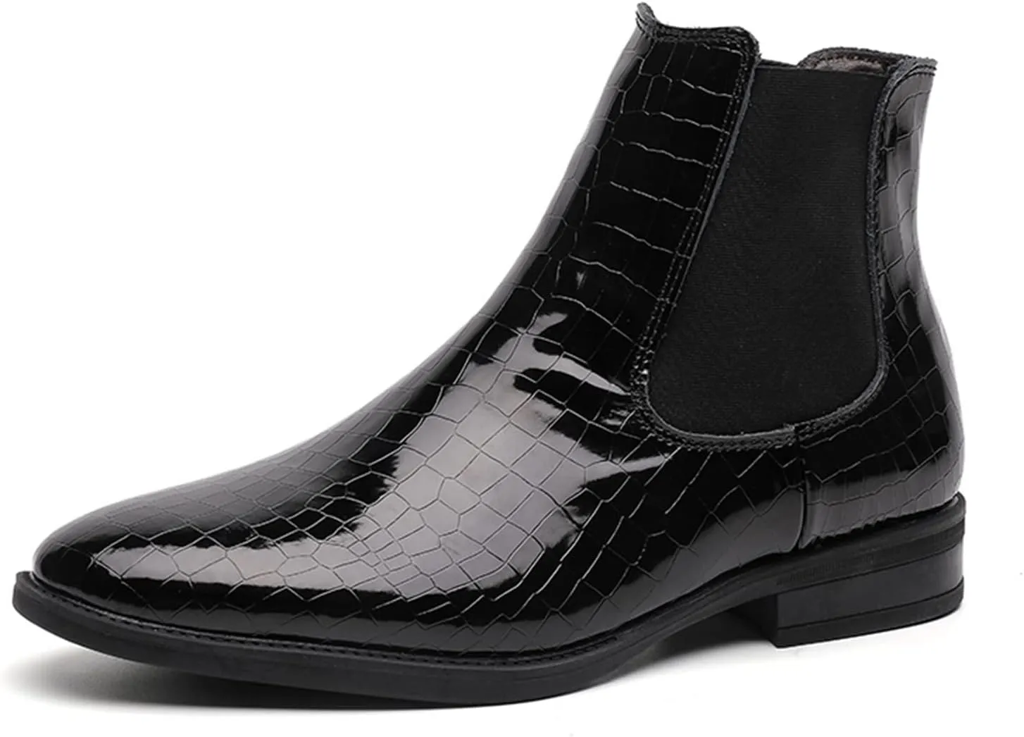 New Chelsea Boots For Men Crocodile Print Elastic Bandage Cowhide Leather Slip On Waterproof Non Anti-slip Work Classic Slip On