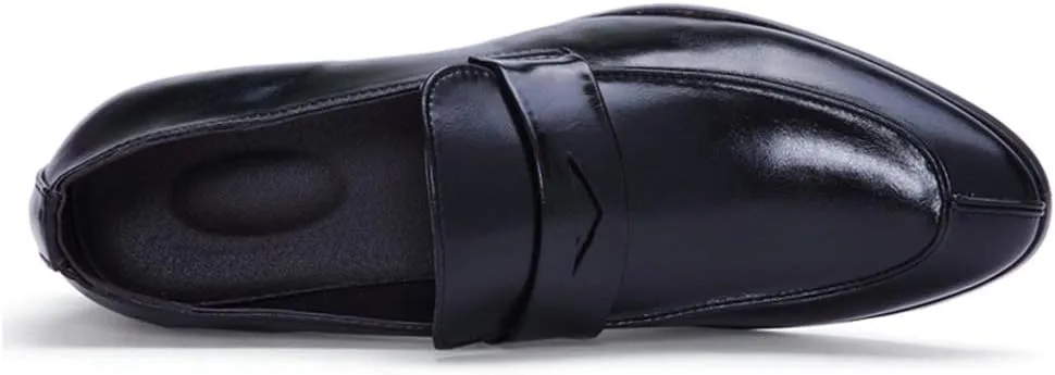 New Dress Shoes for Men Slip On Round Split Toe Cowhide Low Top Block Heel Anti-Slip Slip Resistant Outdoor