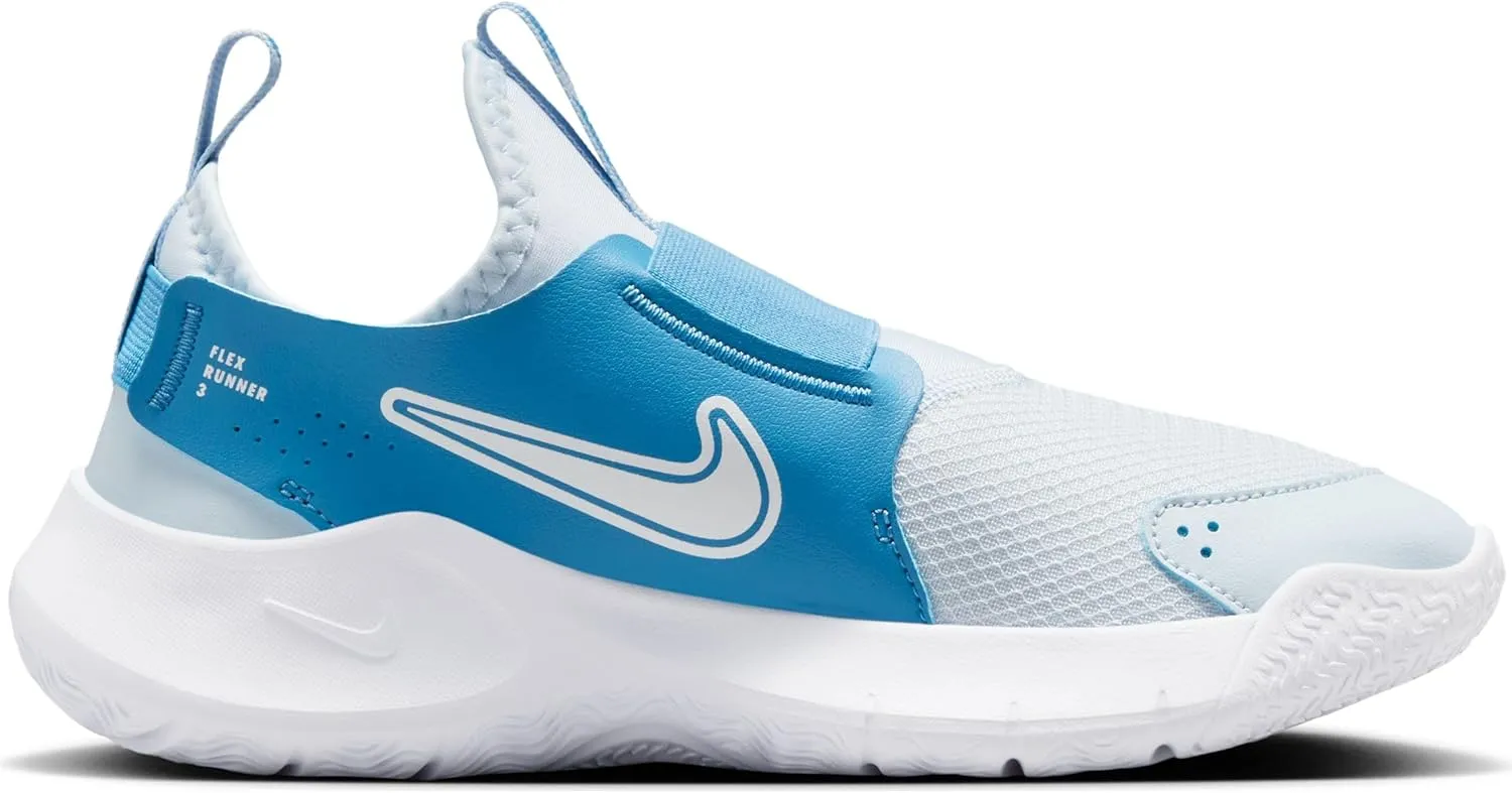 Nike Flex Runner 3 Big Kids' Road Running Shoes (FN1294-402, Blue Tint/Blue Beyond/White)
