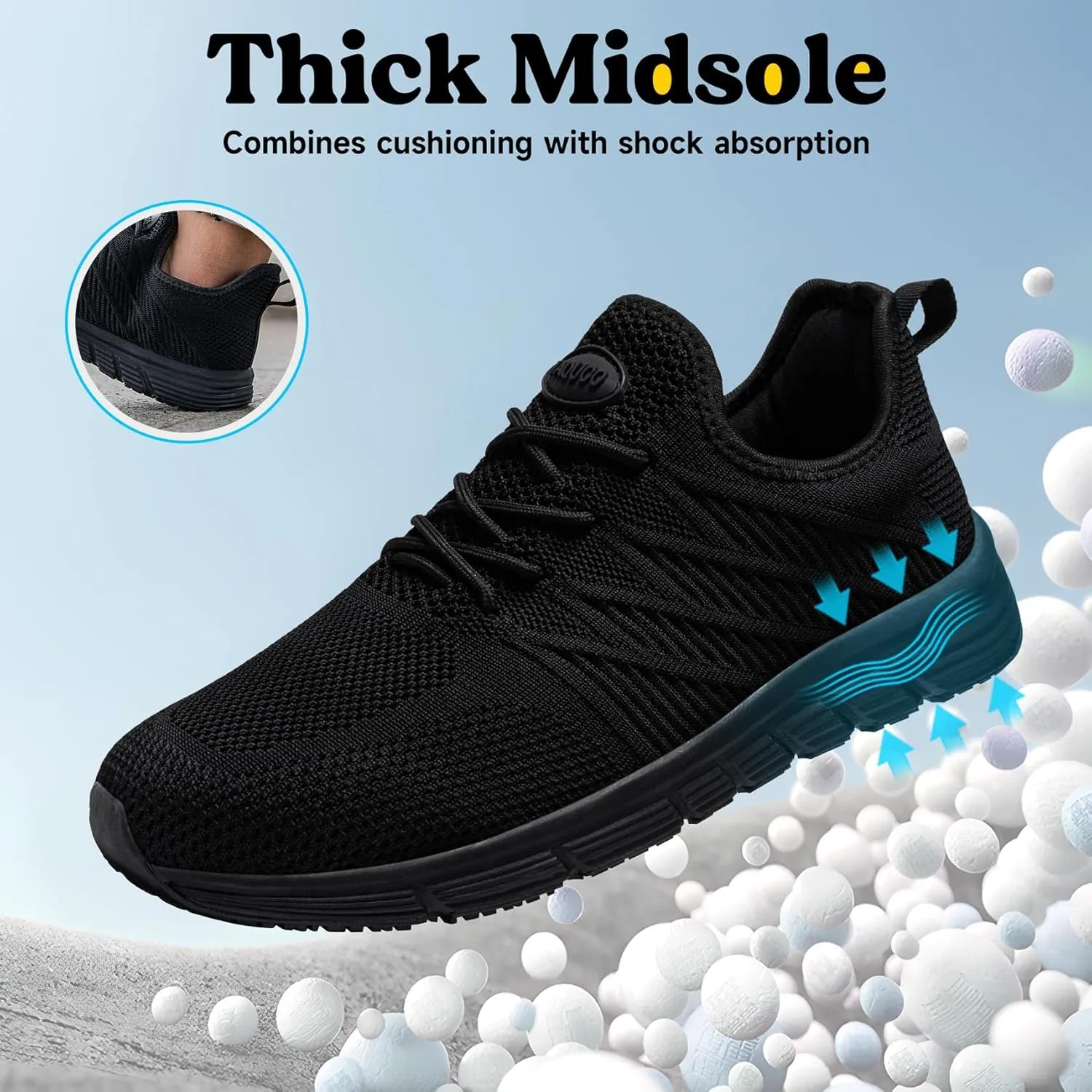Non Slip Work Shoes for Women Slip On Sneakers Water Resistant Shoe Slip Resistant Food Service Zapatos Antideslizantes para Mujer, Black US 5-11