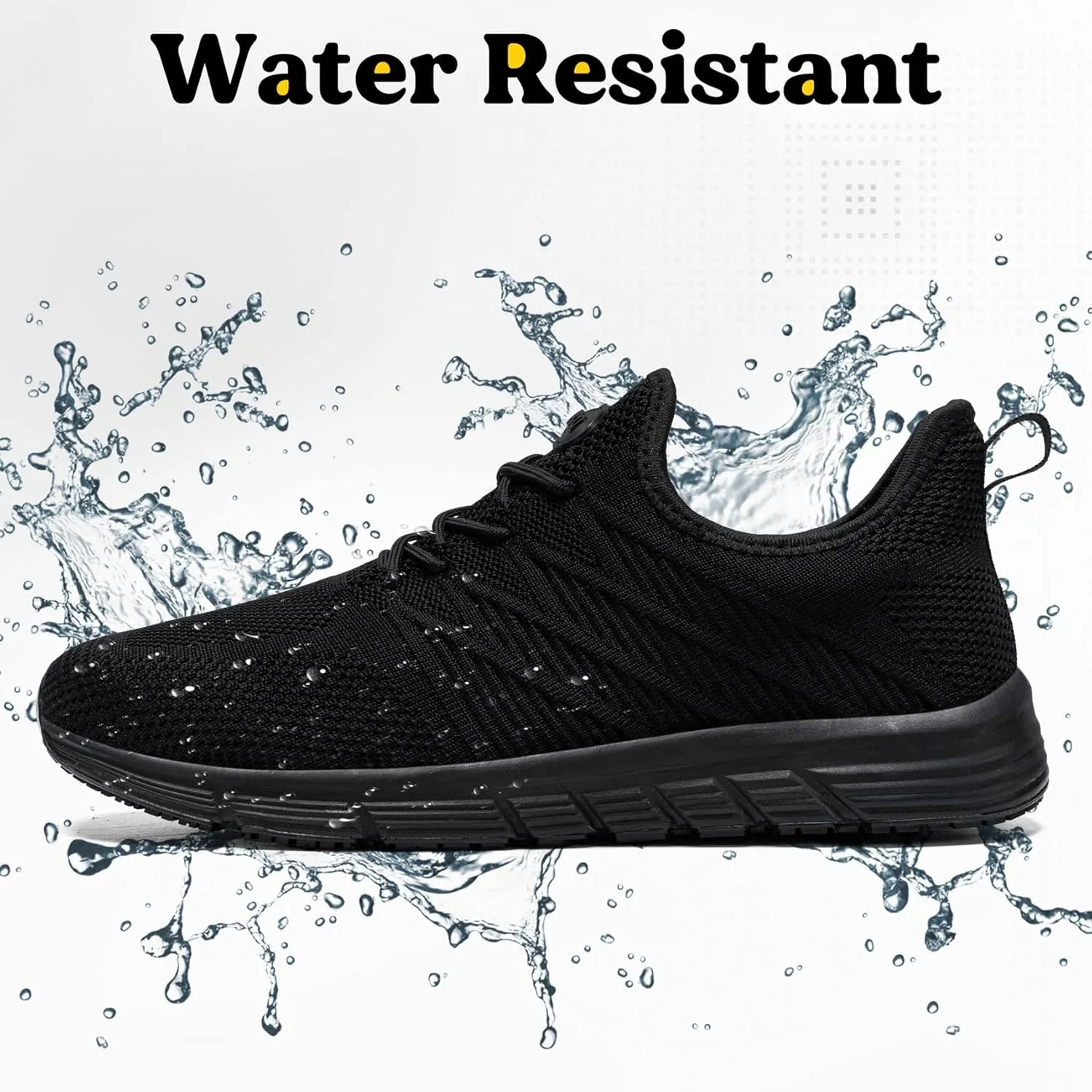 Non Slip Work Shoes for Women Slip On Sneakers Water Resistant Shoe Slip Resistant Food Service Zapatos Antideslizantes para Mujer, Black US 5-11