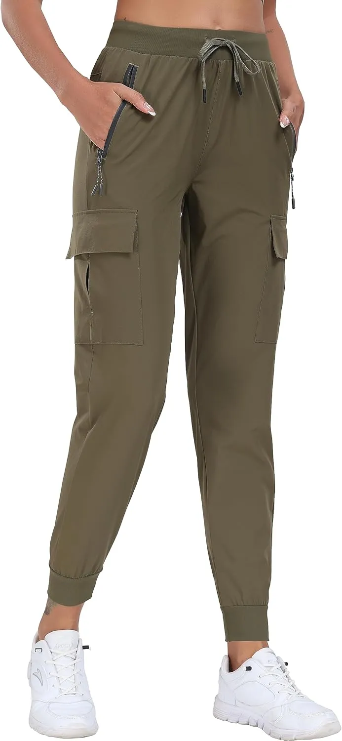 Oalka Women's Cargo Hiking Pants Lightweight Travel Pockets Joggers Quick Dry