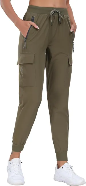 Oalka Women's Cargo Hiking Pants Lightweight Travel Pockets Joggers Quick Dry
