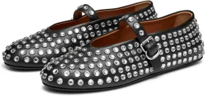 olomisa Rhinestones Ballet Flats for Women, Sparkly Mary Jane Flats Ballerina Square Toe Buckle Strap Shoes