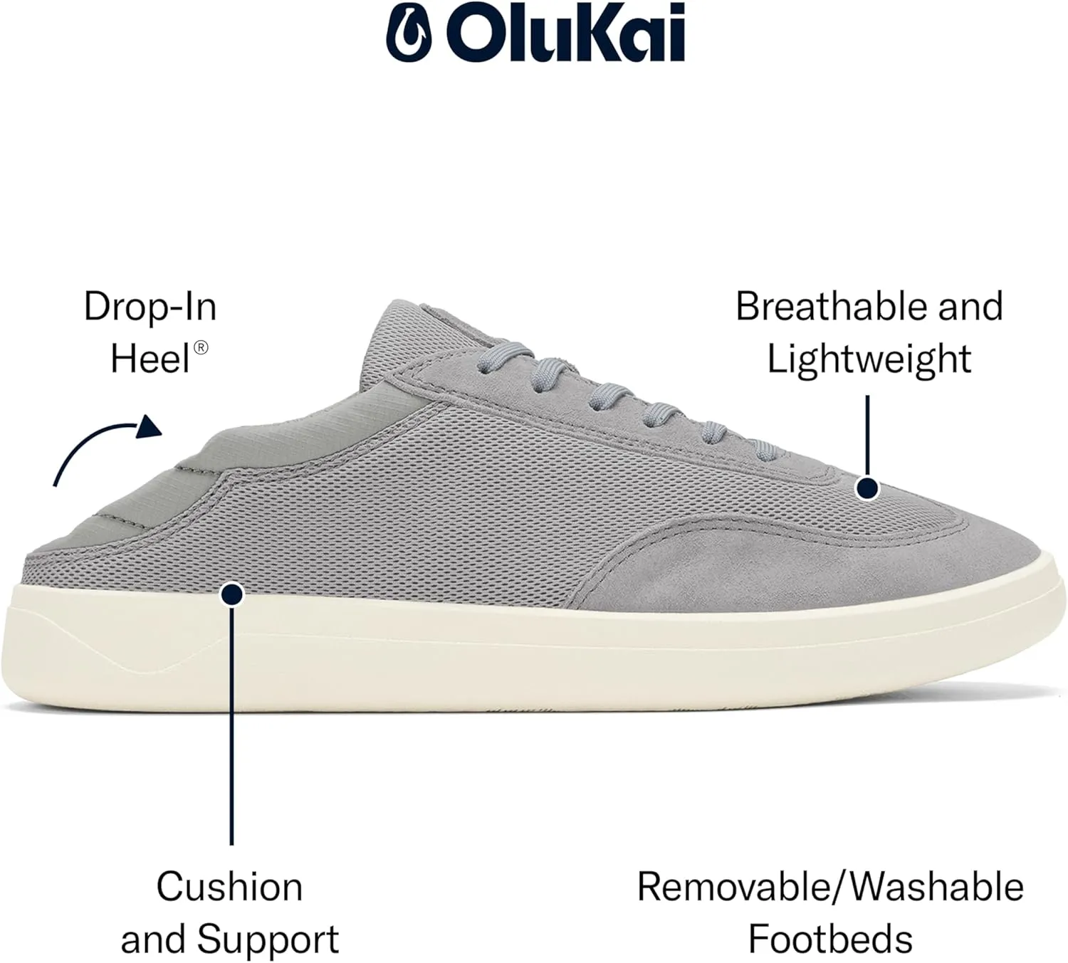 OLUKAI Punini Men's Everyday Sneaker, Classic Lace-Up Design & Countoured Footbed, Comfort Fit & Wet Grip Rubber Soles, Durable & Supportive
