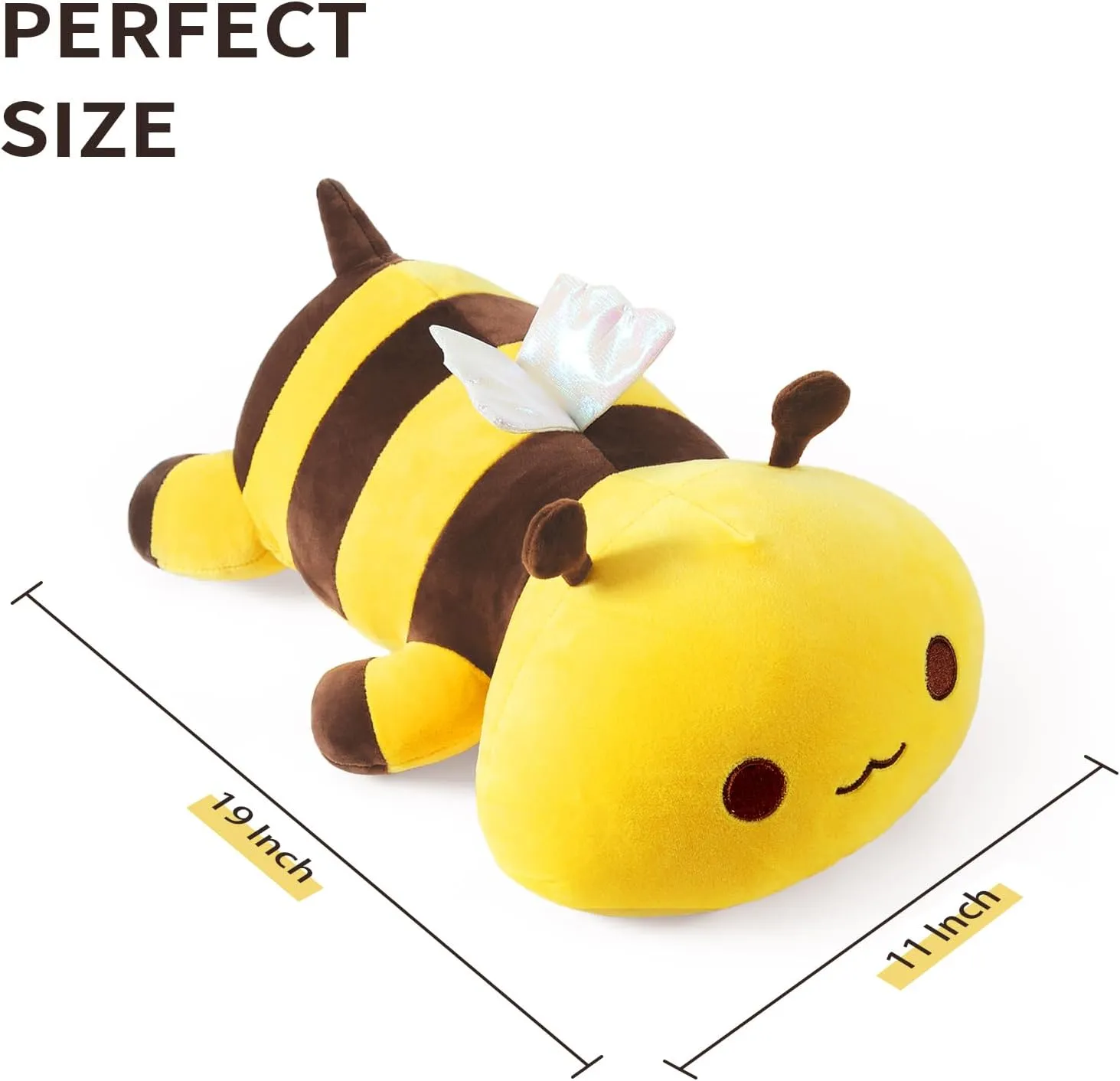 Onsoyours Cute Bee Plushies, Soft Stuffed Animal Honey Bee Plush Toy Pillow for Kids (Yellow, 19")