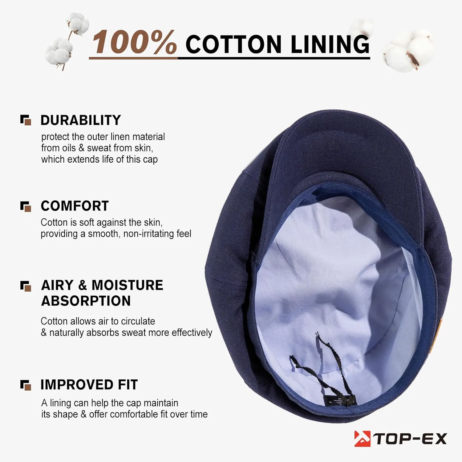 Oversized XL XXL Natural Linen Flat Cap Lightweight 8 Panel Summer Cooling Eco-Friendly Newsboy Hat Golf Outdoor