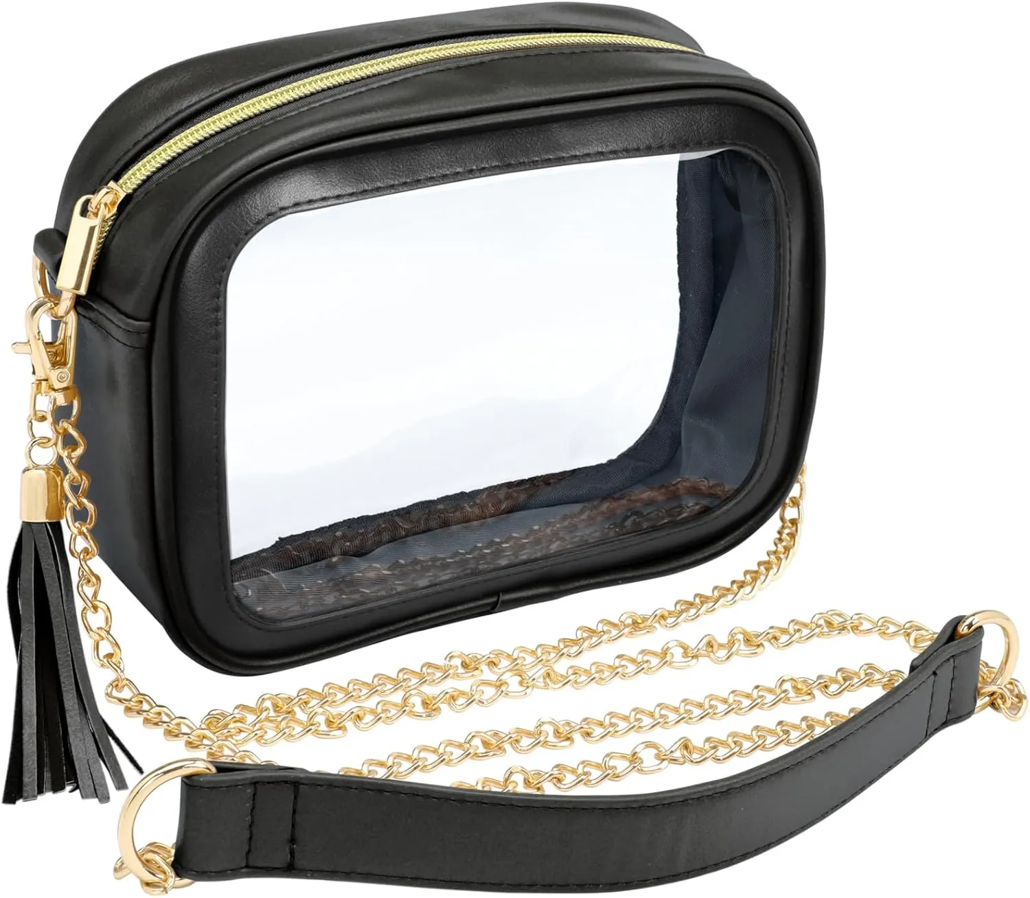 PACKISM Clear Bag for Stadium Events - Cute Clear Purse for Women Crossbody & Adjustable Chain for Sports Games Concerts