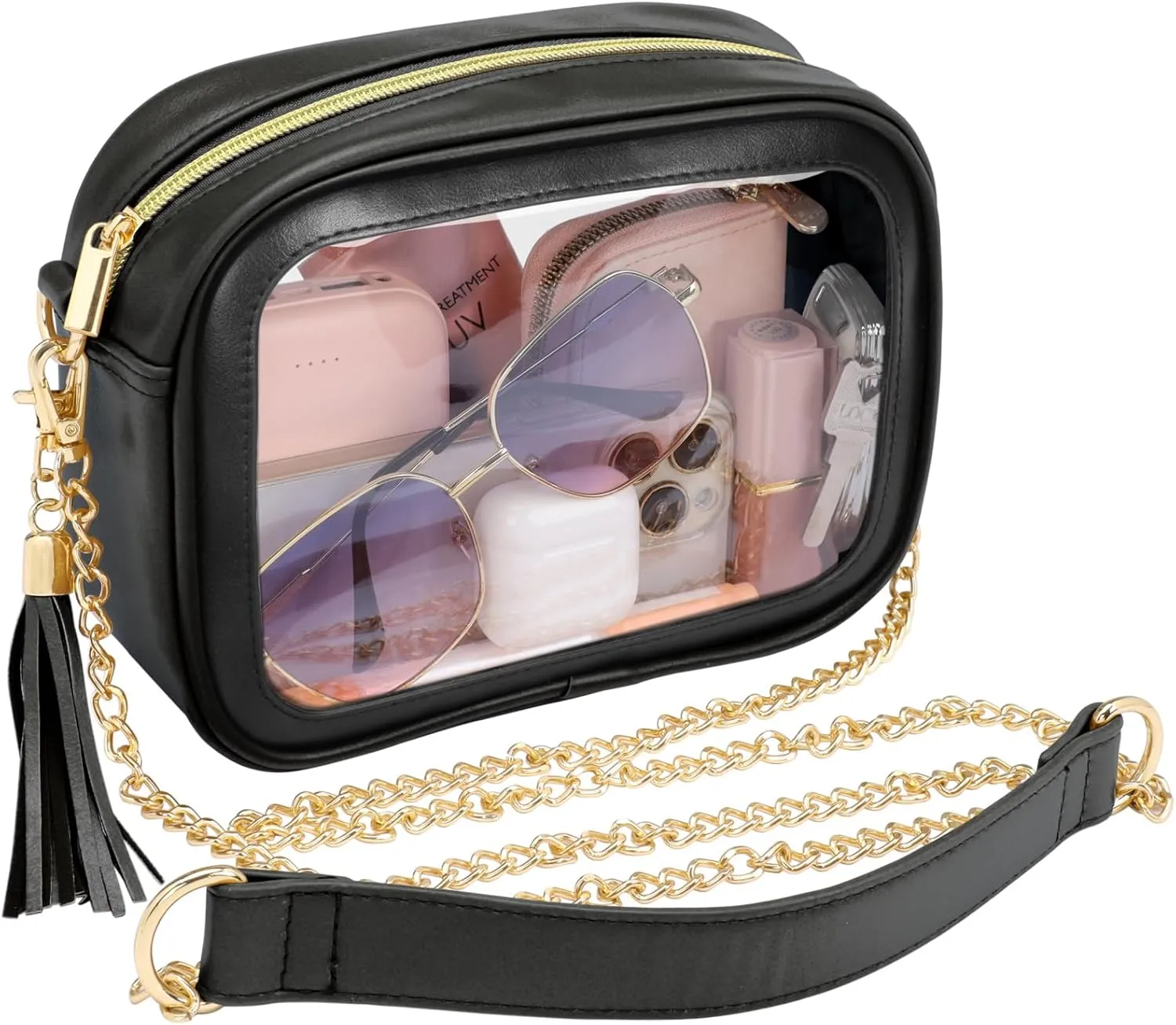 PACKISM Clear Bag for Stadium Events - Cute Clear Purse for Women Crossbody & Adjustable Chain for Sports Games Concerts