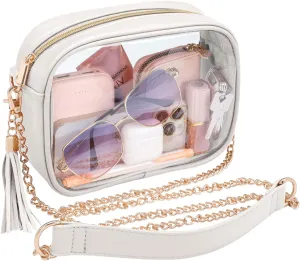 PACKISM Clear Bag for Stadium Events - Cute Clear Purse for Women Crossbody & Adjustable Chain for Sports Games Concerts