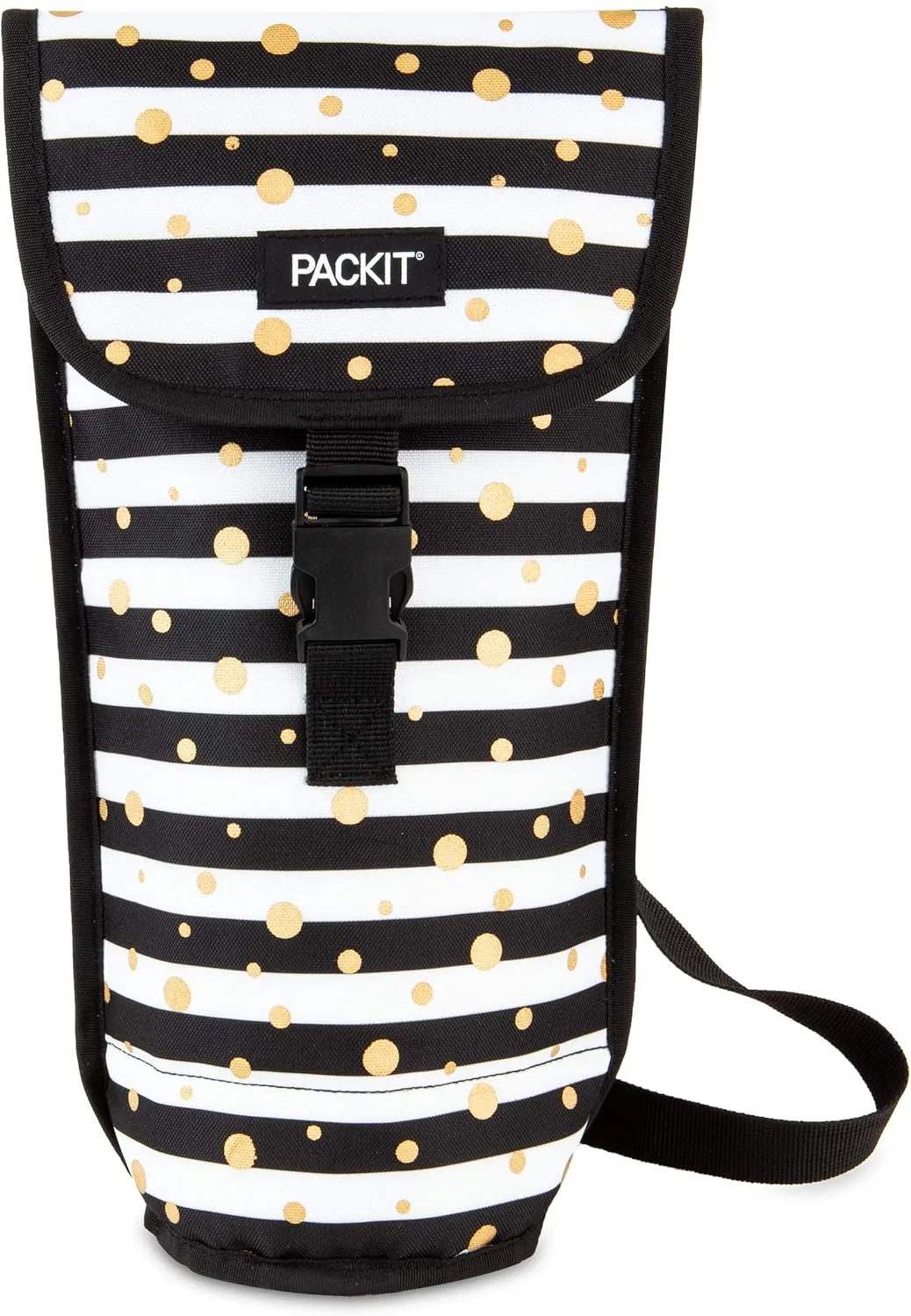 PackIt Freezable Wine Bag, Celebration Dot, Built with EcoFreeze Technology, Foldable, Reusable, Shoulder Strap with Buckle Closure, Perfect for Adults and Drinks On-the-Go