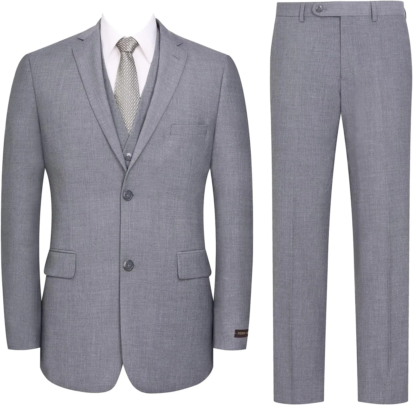 P&L Men's 3 Piece Slim Fit Suit Set Two Buttons Solid Office Jacket Vest Pants Dress Suit